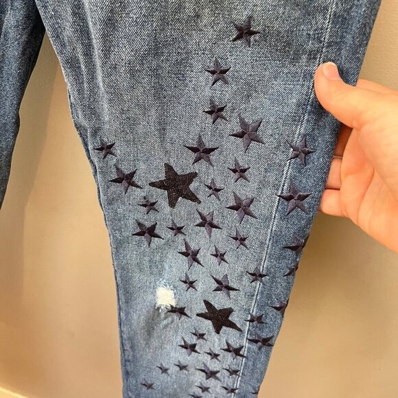Pilcro & the Letterpress Embroidered Star Boyfriend Distressed Straight Jeans sz - Picture 5 of 6